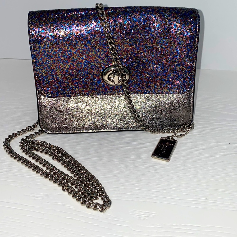 Coach Metallic Glitter Crossbody Bag With Silver Acce… Gem